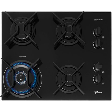 Cooktop a Gás Fischer 4 Bocas Tc Fit Line Trempe Iron
