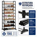 Ver imagem 6 de Sapateira Vertical para 30 Pares com 10 Prateleiras Estrutura em Metal e Plástico, Ideal para Entrad