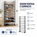 Ver imagem 3 de Sapateira Vertical para 30 Pares com 10 Prateleiras Estrutura em Metal e Plástico, Ideal para Entrad