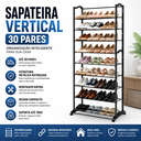 Ver imagem 2 de Sapateira Vertical para 30 Pares com 10 Prateleiras Estrutura em Metal e Plástico, Ideal para Entrad