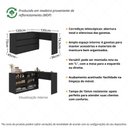 Ver imagem 4 de Mesa Profissional para Manicure em L com 6 Gavetas Elegance Multimóveis MP6067 Preto