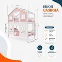 Ver imagem 4 de Beliche Casinha Dos Sonhos com Fechamento Inferior Madeira Maciça Rosa e Branco Housin