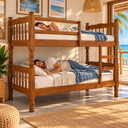 Ver imagem 4 de Beliche Solteiro Madeira Maciça Castanho com Escada 188x88
