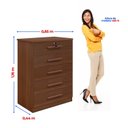 Ver imagem 3 de Cômoda 5 Gavetas com Chave MDF Rio Marrom/Castanho