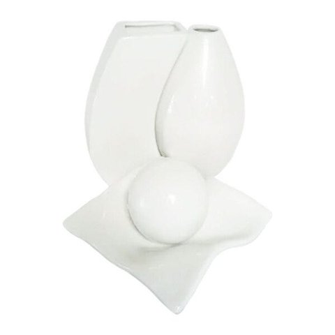 Jogo de Vasos Par Turim e Centro de Mesa em Cerâmica - White