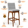 Banqueta Alta Para Cozinha Sala de Jantar Fixa Mila B04 Linho Cinza - Lyam Decor - 7