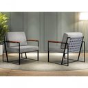 Ver imagem 2 de Poltrona Roma Linho com Ratan Bm Tubulares Cinza