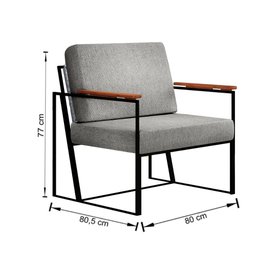 Poltrona Roma Linho com Ratan Bm Tubulares Cinza - 3