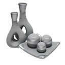 Ver imagem 1 de Jogo de Vasos Par Furados e Centro de Mesa 3 esferas Cerâmica - Cinza Silver