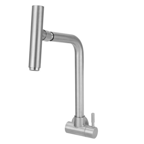 Torneira Cozinha Parede Inox Escovado C/bica Articulada 360