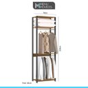 Ver imagem 5 de Closet Aberto Guarda Roupa Casal Modulado Bacco 6 Gavetas 1 Porta MDP Carvalho Cinza - MENU