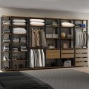 Ver imagem 1 de Closet Aberto Guarda Roupa Casal Modulado Bacco 6 Gavetas 1 Porta MDP Carvalho Cinza - MENU
