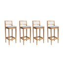 Ver imagem 1 de Kit 4 Banquetas Madeira Mel com Linho Prata para Bandada com Encosto Palha Rattan