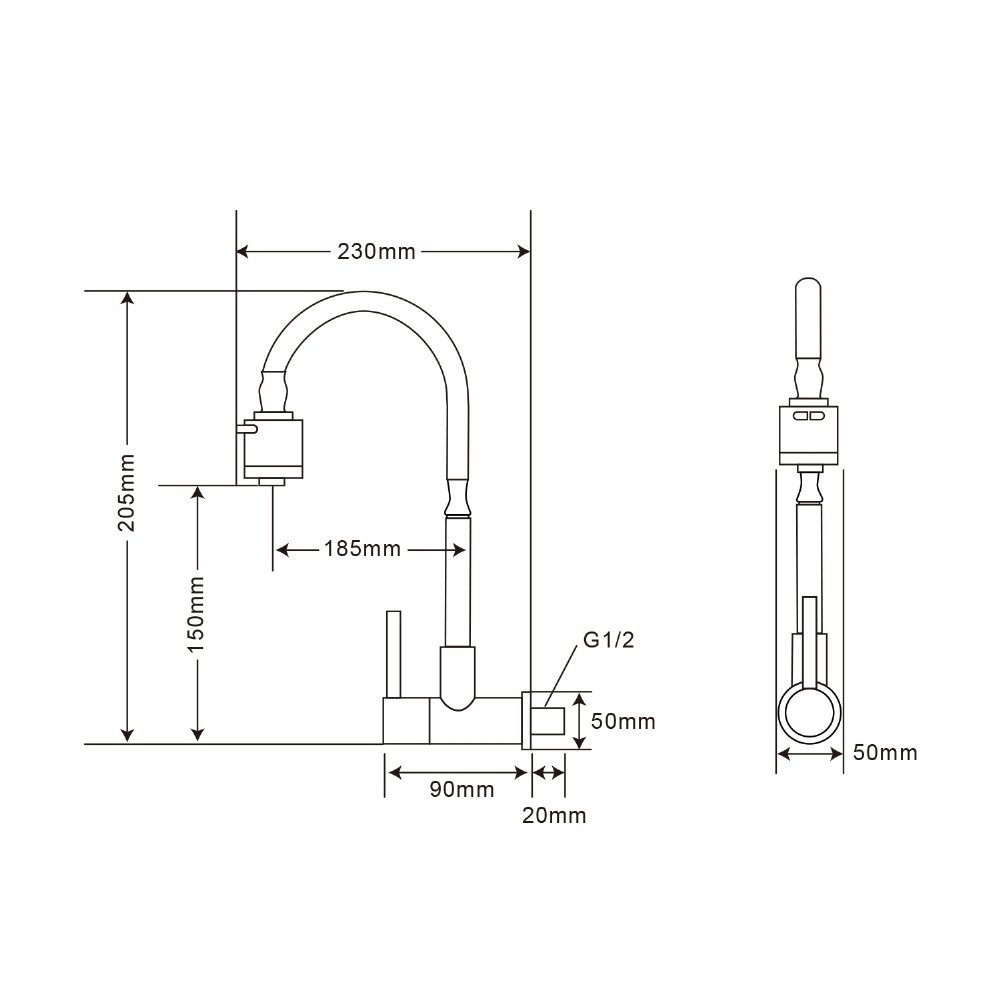 Torneira Cozinha Gourmet Inox Parede Longa NOX05 Doan - 5