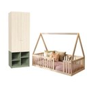 Ver imagem 2 de Quarto Montessori Cama Telhado Giulia e Guarda-Roupa Curió Casatema MadeiraOriginals Natural/Verde