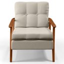 Ver imagem 4 de Kit 2 Poltronas Decorativas para Sala de Estar Encosto Ripado Emília B04 Linho Cru - Lyam Decor