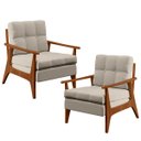 Ver imagem 1 de Kit 2 Poltronas Decorativas para Sala de Estar Encosto Ripado Emília B04 Linho Cru - Lyam Decor