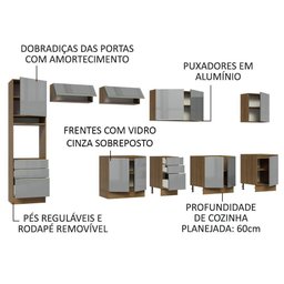Armário De Cozinha Completa 400Cm Rustic/Cinza - 8