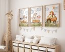 Ver imagem 2 de Kit 3 Quadros Animais Fazendinha Trator Quarto Menina Infantil