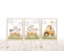 Ver imagem 1 de Kit 3 Quadros Animais Fazendinha Trator Quarto Menina Infantil