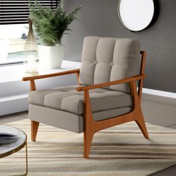 Kit 2 Poltronas Decorativas para Sala de Estar Encosto Ripado Emília B04 Linho Bege - Lyam Decor - 2