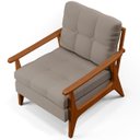 Ver imagem 7 de Kit 2 Poltronas Decorativas para Sala de Estar Encosto Ripado Emília B04 Linho Bege - Lyam Decor