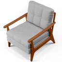 Ver mais imagens de Kit 2 Poltronas Decorativas para Sala de Estar Encosto Ripado Emília B04 Linho Cinza - Lyam Decor