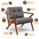 Ver imagem 6 de Poltrona Decorativa Sala de Estar com Cintas de Corano Laís B04 Linho Cinza Escuro - Lyam Decor