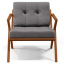 Ver imagem 3 de Poltrona Decorativa Sala de Estar com Cintas de Corano Laís B04 Linho Cinza Escuro - Lyam Decor