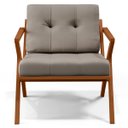 Ver imagem 3 de Poltrona Decorativa Sala de Estar com Cintas de Corano Laís B04 Linho Bege - Lyam Decor