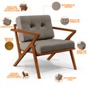 Ver imagem 6 de Poltrona Decorativa Sala de Estar com Cintas de Corano Laís B04 Linho Bege - Lyam Decor