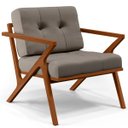 Ver imagem 2 de Poltrona Decorativa Sala de Estar com Cintas de Corano Laís B04 Linho Bege - Lyam Decor
