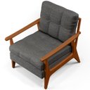 Ver imagem 7 de Kit 2 Poltronas Decorativas Sala Estar Encosto Ripado Emília B04 Linho Cinza Escuro - Lyam Decor
