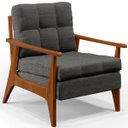 Ver imagem 3 de Kit 2 Poltronas Decorativas Sala Estar Encosto Ripado Emília B04 Linho Cinza Escuro - Lyam Decor