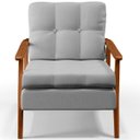 Ver imagem 4 de Poltrona Decorativa para Sala de Estar Encosto Ripado Emília B04 Linho Cinza - Lyam Decor