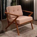 Ver imagem 1 de Poltrona Decorativa Sala de Estar com Cintas de Corano Laís B04 Linho Rosê - Lyam Decor