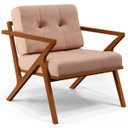 Ver imagem 2 de Poltrona Decorativa Sala de Estar com Cintas de Corano Laís B04 Linho Rosê - Lyam Decor