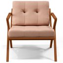 Ver imagem 3 de Poltrona Decorativa Sala de Estar com Cintas de Corano Laís B04 Linho Rosê - Lyam Decor
