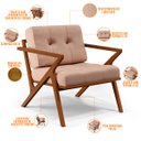 Ver imagem 6 de Poltrona Decorativa Sala de Estar com Cintas de Corano Laís B04 Linho Rosê - Lyam Decor