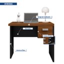 Ver imagem 2 de Mesa Estudos Moderna Mdp Escrivaninha C/ 2 Gavetas:nogueira-preto