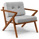 Ver imagem 2 de Poltrona Decorativa Sala de Estar com Cintas de Corano Laís B04 Linho Cinza - Lyam Decor