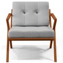 Ver imagem 3 de Poltrona Decorativa Sala de Estar com Cintas de Corano Laís B04 Linho Cinza - Lyam Decor