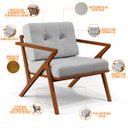 Ver imagem 6 de Poltrona Decorativa Sala de Estar com Cintas de Corano Laís B04 Linho Cinza - Lyam Decor