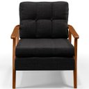 Ver imagem 4 de Kit 2 Poltronas Decorativas para Sala de Estar Encosto Ripado Emília B04 Linho Chumbo - Lyam