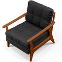 Ver imagem 7 de Kit 2 Poltronas Decorativas para Sala de Estar Encosto Ripado Emília B04 Linho Chumbo - Lyam