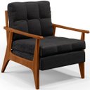 Ver imagem 3 de Kit 2 Poltronas Decorativas para Sala de Estar Encosto Ripado Emília B04 Linho Chumbo - Lyam