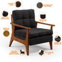 Ver mais imagens de Kit 2 Poltronas Decorativas para Sala de Estar Encosto Ripado Emília B04 Linho Chumbo - Lyam