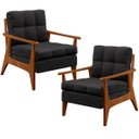 Ver imagem 1 de Kit 2 Poltronas Decorativas para Sala de Estar Encosto Ripado Emília B04 Linho Chumbo - Lyam