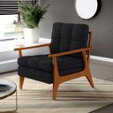 Ver imagem 2 de Kit 2 Poltronas Decorativas para Sala de Estar Encosto Ripado Emília B04 Linho Chumbo - Lyam