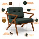 Ver imagem 6 de Poltrona Decorativa Sala de Estar com Cintas de Corano Laís B04 Linho Verde Musgo - Lyam Decor
